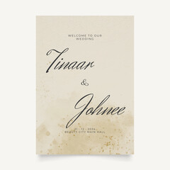 Wedding poster for welcome sign. Vector printable wedding props. Flyer design for welcome sign ready to print template.