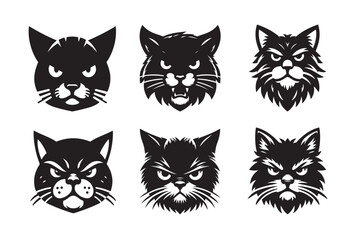 Cat head vector silhouette art illustration bundle