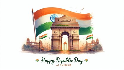 Indian army with flag for Happy Republic Day of India celebration 26 January