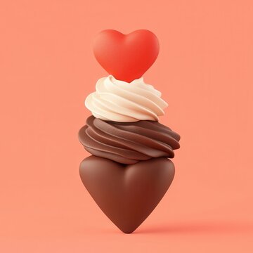 Valentine chocolate buttercream idea. Delicious dessert with hearts for a romantic touch.