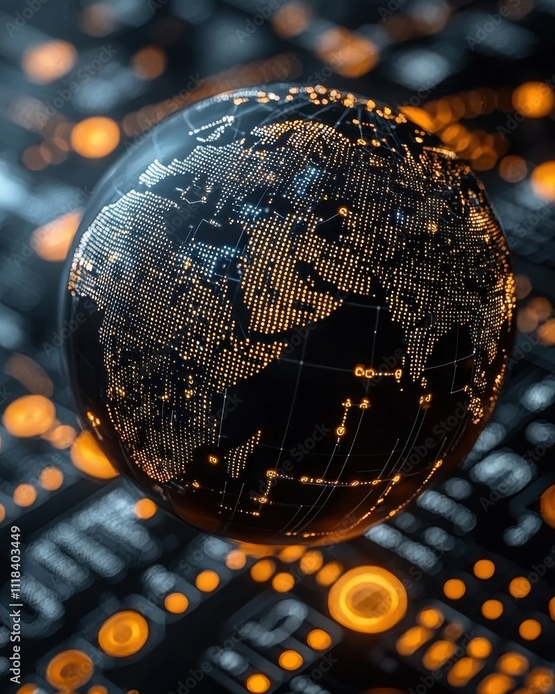 Poster global data visualization digital landscape infographic technology environment abstract view connect