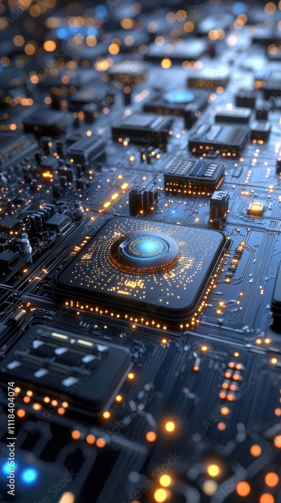 Poster high-tech circuitry close-up modern technology lab digital image futuristic environment macro view i