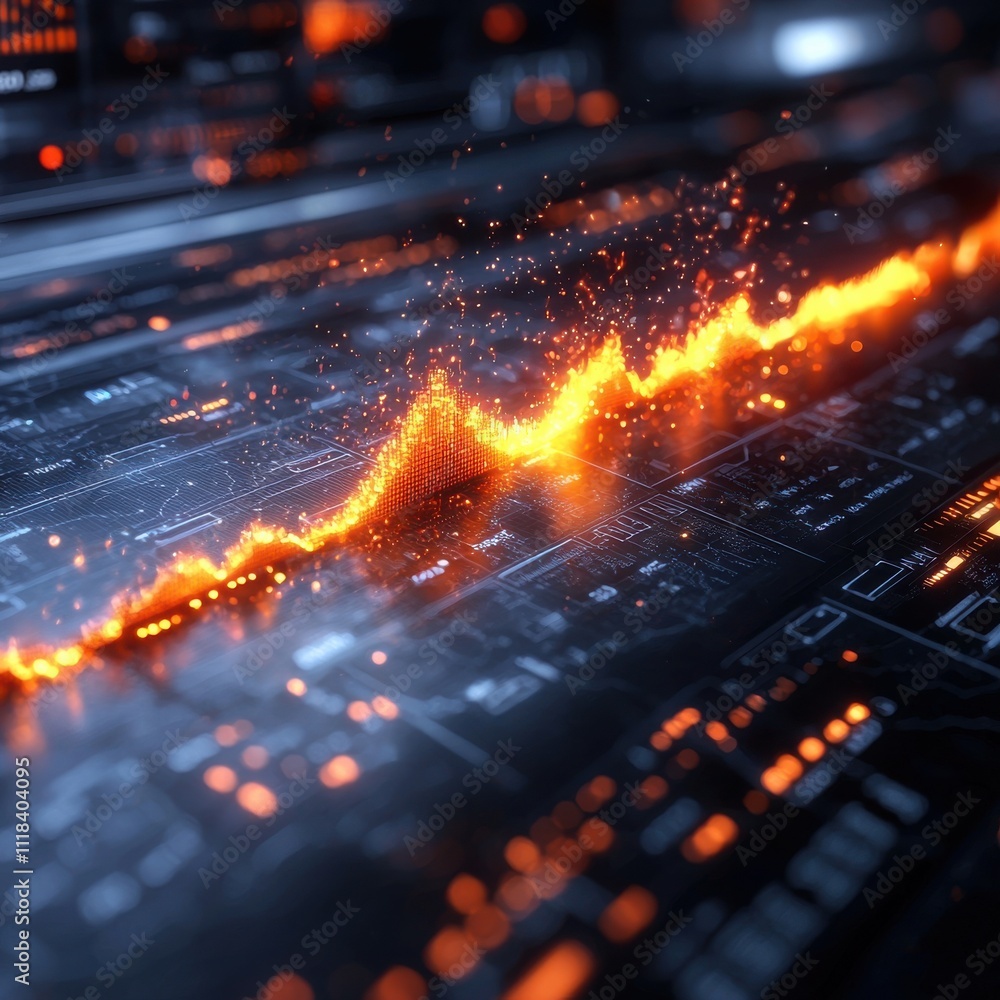 Poster analyzing data trends financial growth charts digital environment graph visualization tech insights