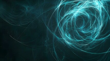 Obraz premium Abstract teal swirls on dark background. Perfect for design projects needing a mystical or ethereal feel.