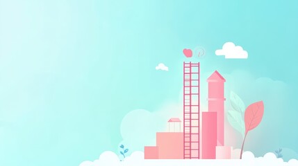 Naklejka premium progress ladder flat design side view advertising success theme animation colored pastel