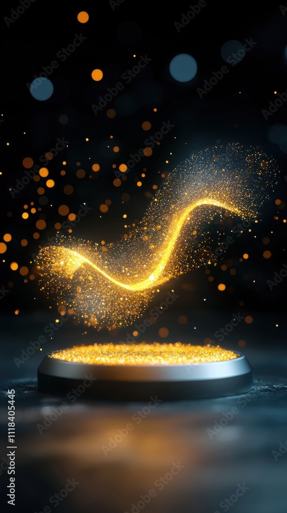 Poster dynamic light trails abstract scene digital artwork studio environment close-up view creative visual
