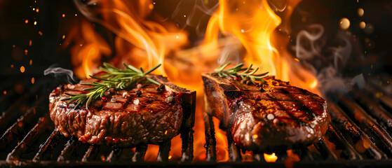 Grill steak dark raw beef background fried roast red food meat