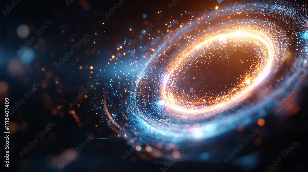 Poster dynamic cosmic event celestial rotation space digital art vast universe abstract perspective galacti