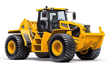 Unbelievable large yellow construction vehicle on a white background, ready for action