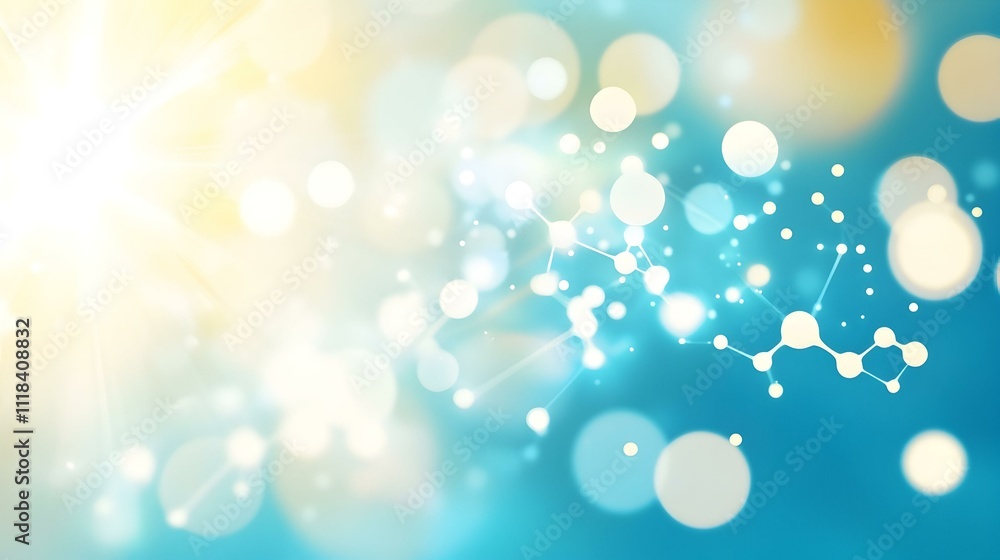 Aufkleber abstract bokeh background with glowing circles and molecule structure. perfect for science, technolo