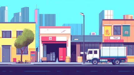 Obraz premium Stock distribution flat design front view delivery theme animation vivid 
