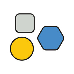 shapes color line icon with white background vector stock illustration