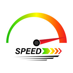 Speed Logo Symbol. Gauge Meter Icon. Speedometer Icon. Tachometer or Odometer Display. Vector Illustration.