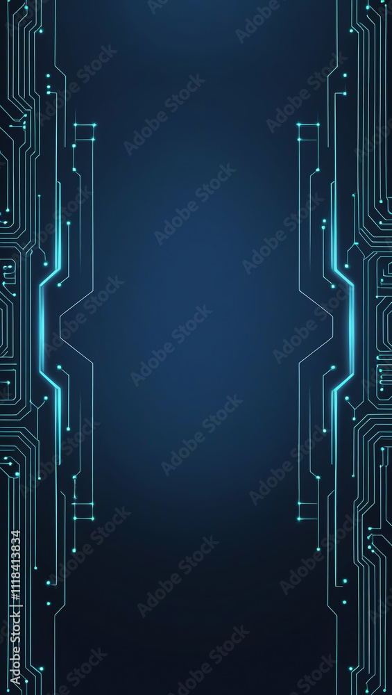 Poster futuristic technology background with glowing circuit lines and space