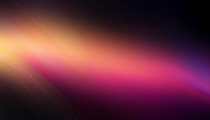 Defocused pink yellow gradient abstract ultraviolet radiance soft texture on dark black abstract empty space background. Neon blur glow. Color light overlay. Copy space.
