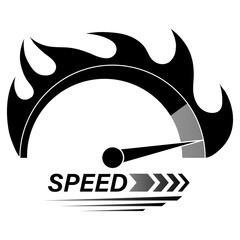 Speed Logo Symbol. Gauge Meter Icon. Speedometer Icon. Tachometer or Odometer Display. Vector Illustration.