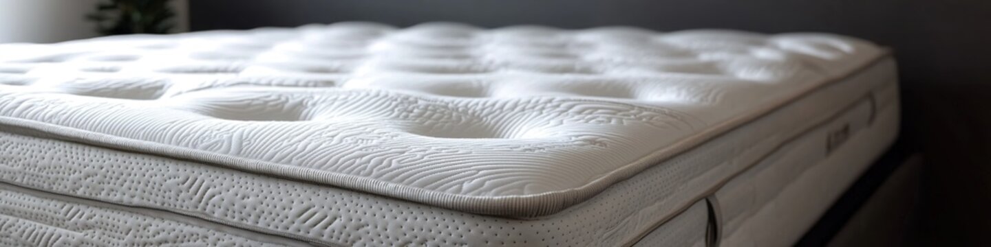 Close-up of quilted mattress with detailed texture in soft light