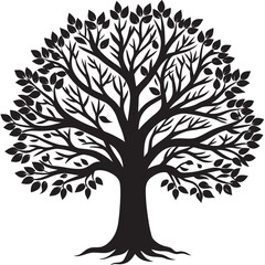 Tree linocut vector illustration 