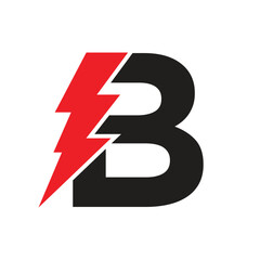 Fototapeta premium Letter B For Electric Logo Combination With Lightning Thunder Bolt Icon. Power Logo Design