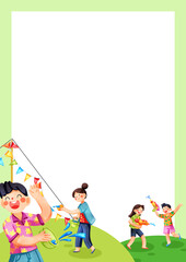 Fototapeta premium Frame People celebrating Songkran