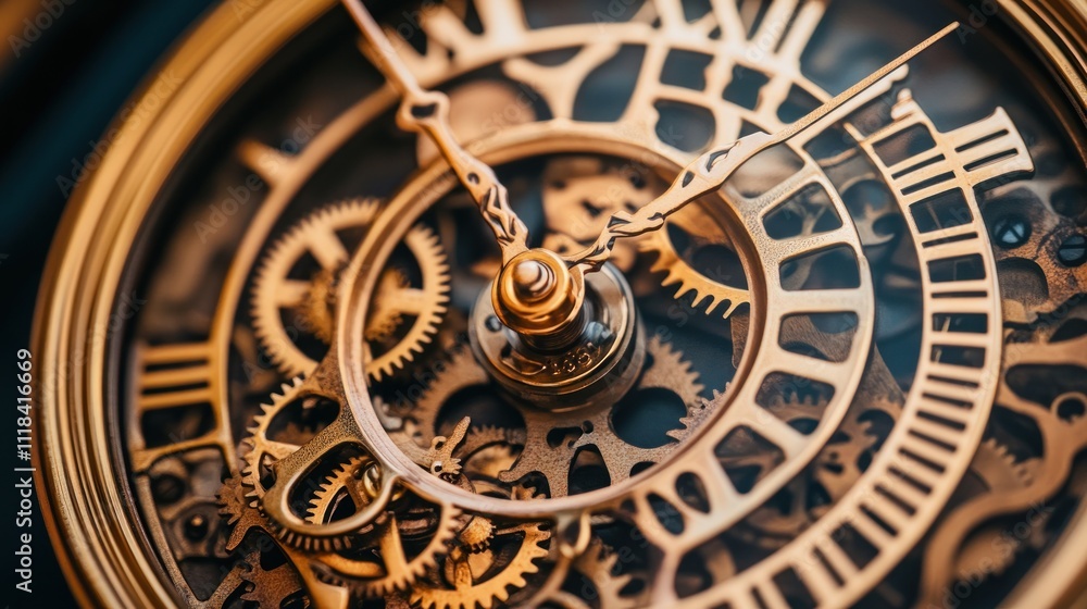 Poster intricate clockwork mechanism gears and hands