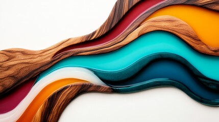 Walnut texture layered with translucent resin, colorful and dynamic blend