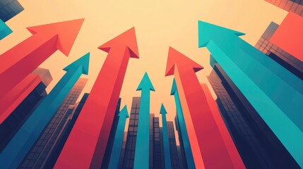 upward direction arrow flat design front view business development theme animation vivid 