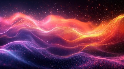 Fototapeta premium Vibrant Abstract Waves of Colorful Light and Sparkles in Darkness