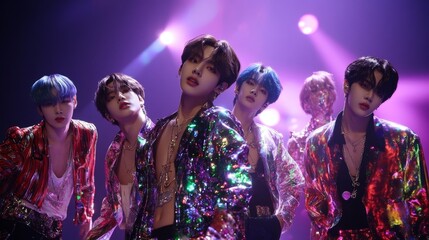 K-Pop Group Performance on Stage