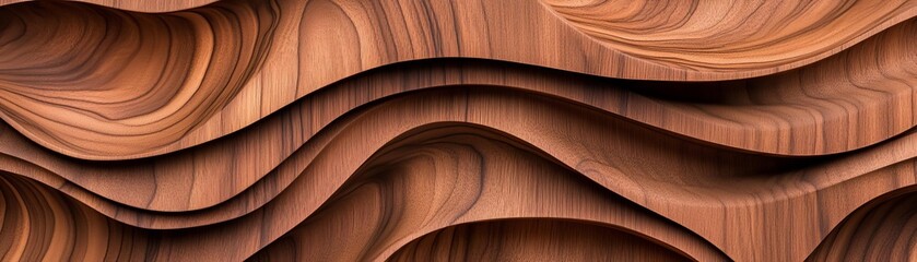 Walnut texture shaped into a minimalist sculpture, abstract and modern expression