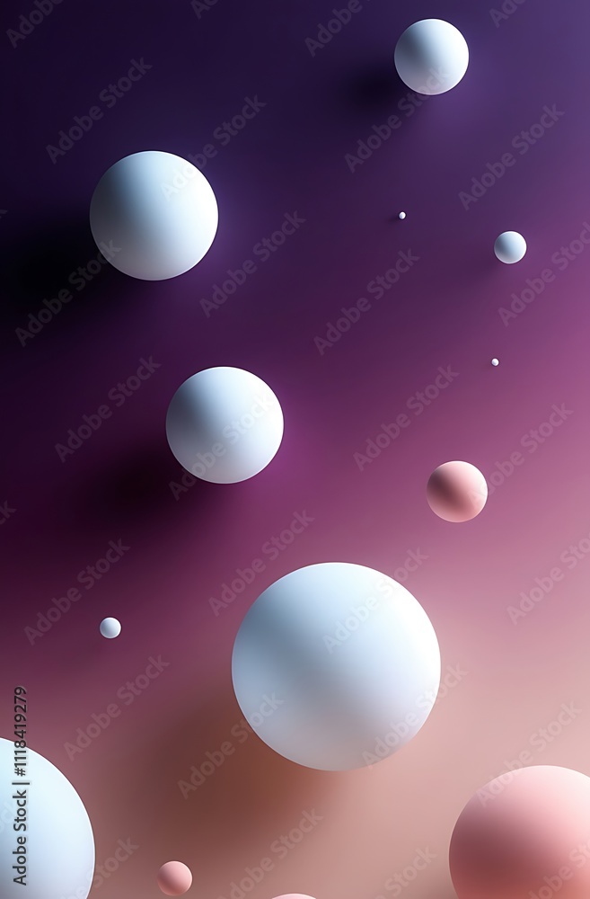 Poster abstract spheres float against a gradient background