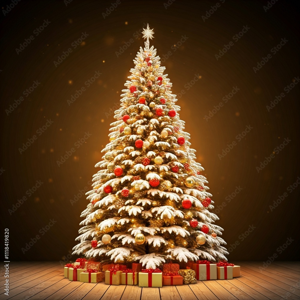 Wall mural christmas tree with gifts