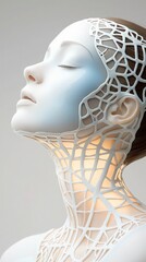 Woman with 3D Printed Lace Neckpiece