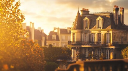 Golden Hour Illuminates Parisian Style Townhouse