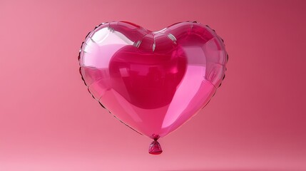 Romantic heart-shaped balloon floating against a pink background