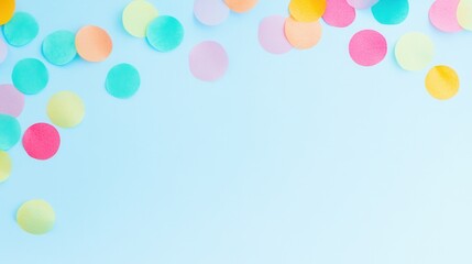 Colorful Paper Circles on Light Blue Background for Creative Projects