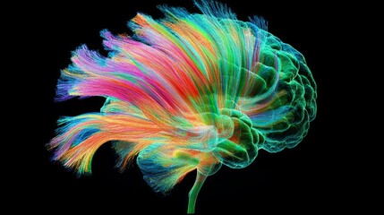 Obraz premium Colorful brain illustration, vibrant neural pathways.