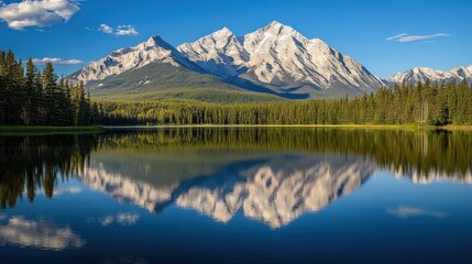 Fototapeta premium Majestic Mountain Reflection in a Serene Lake