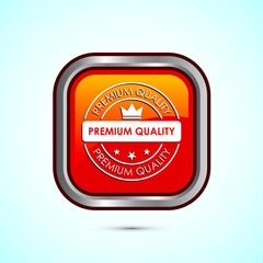 premium quality badge icon design illustration. Orange Color Square Button Design