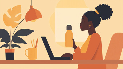 Keep a water bottle on your desk and take regular sips to stay hydrated, helping maintain concentration and alertness throughout the day.