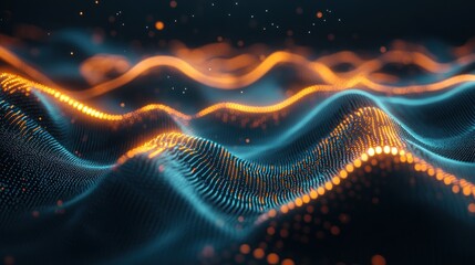 Fototapeta premium Abstract glowing wave of particles.