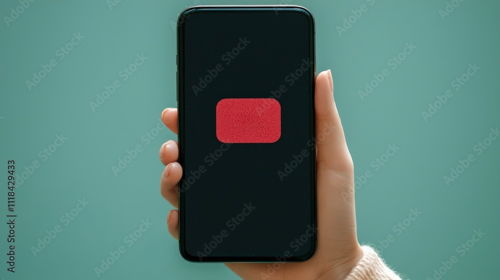 Poster spam call phone prevention concept. a hand holding a smartphone with a red qr code on the screen.