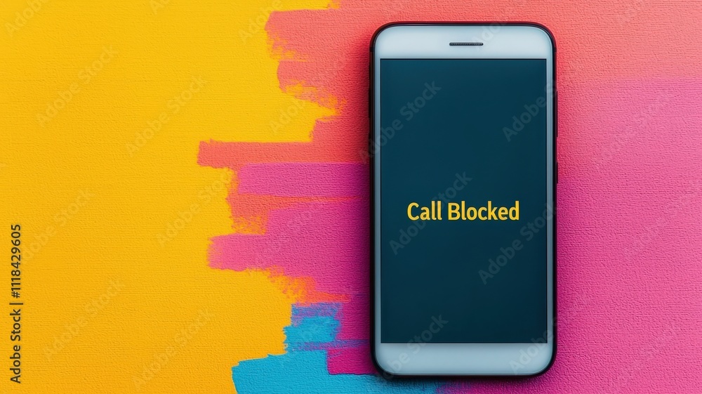 Poster spam call phone prevention concept. phone displaying 