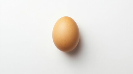 A singular brown egg sits gracefully on a pristine white background, evoking thoughts of fresh meals and potential culinary adventures in a bright kitchen setting