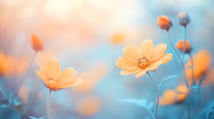 Obraz premium Soft Orange Flowers in a Dreamy Garden Setting