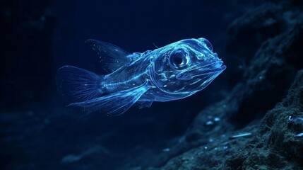 Glowing Deep Sea Fish in the Ocean