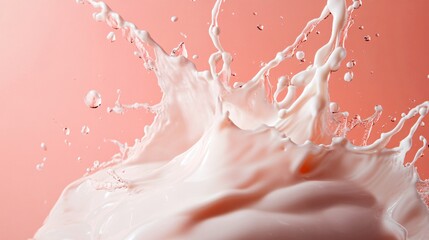 Milk splashing and making a crown shape on pink background