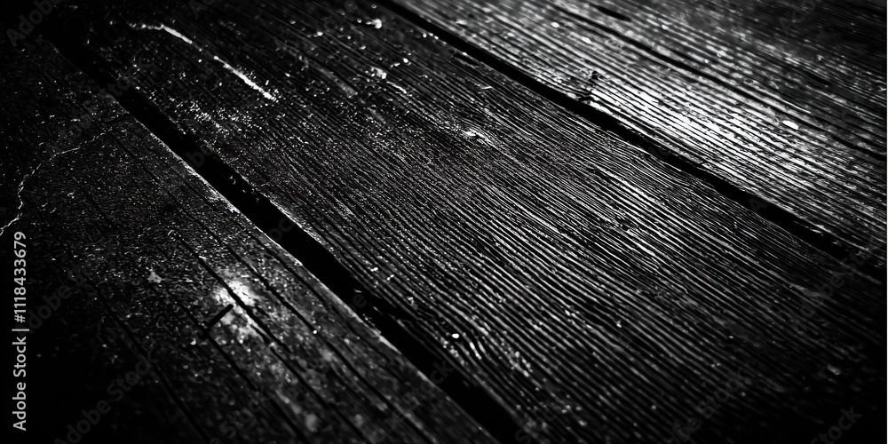 Poster dark wooden surface with intricate texture and subtle light reflections