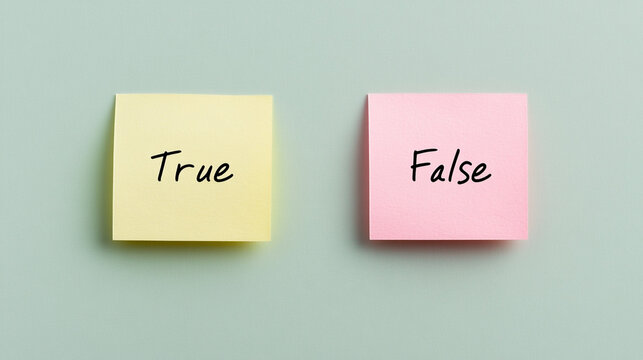 True or False Sticky Notes  Decision Making  Choice  Right Wrong  Yellow Pink  Concept