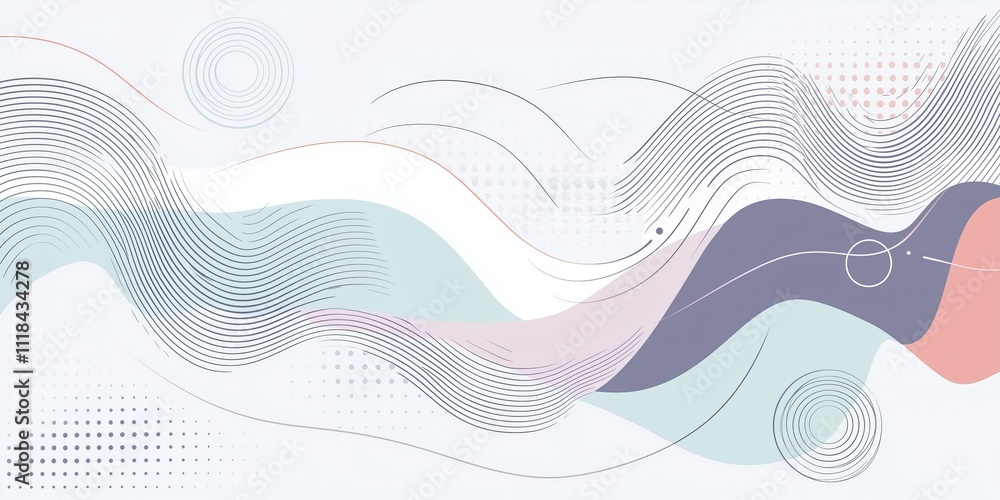 Poster abstract curved lines and shapes in pastel colors modern design